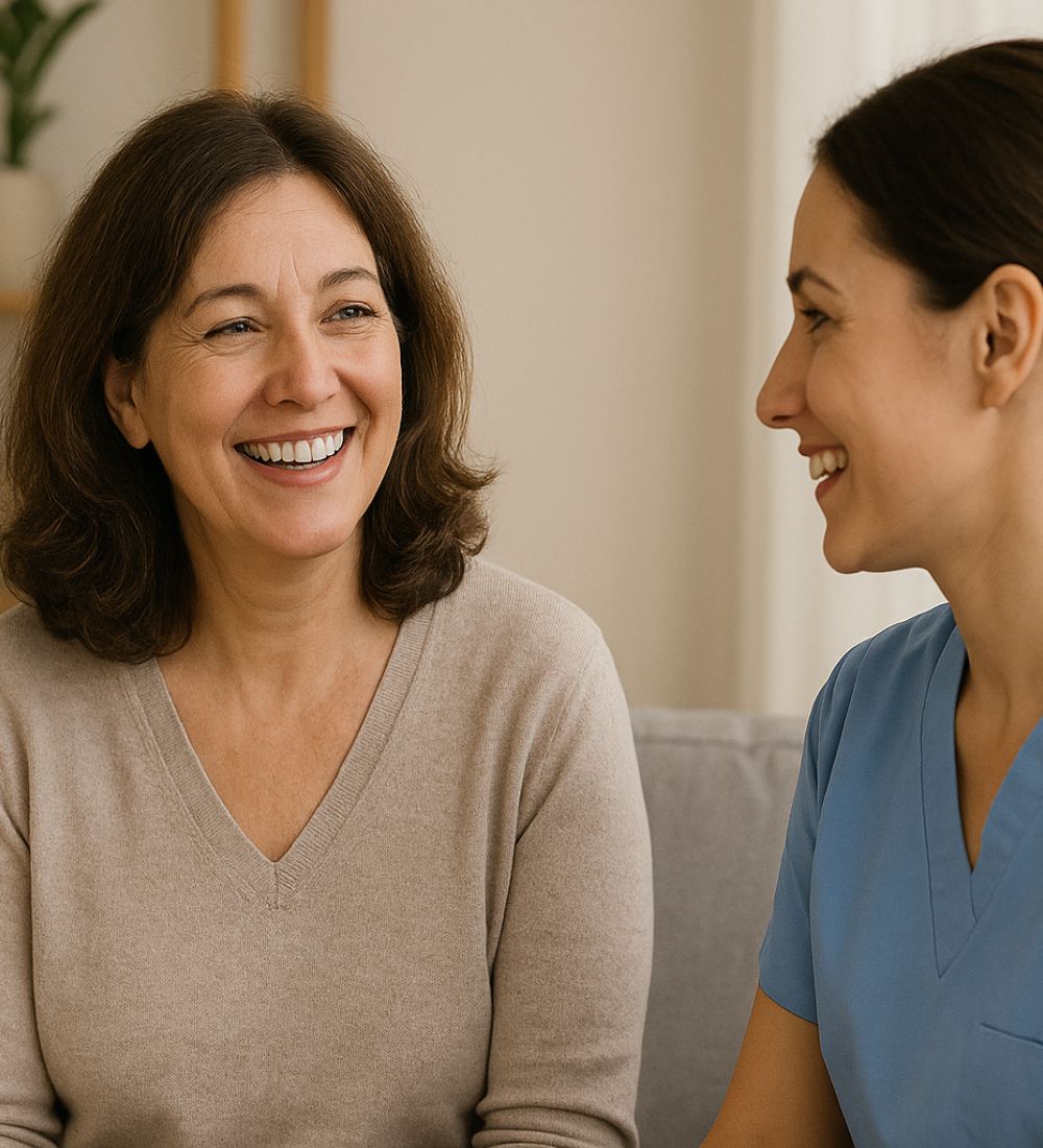 woman chatting with nurse